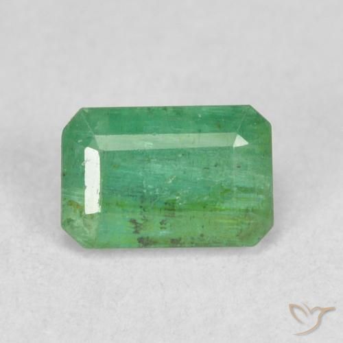 0.63ct 자연스러운 황록색 에메랄드, 에메랄드 컷, SI
