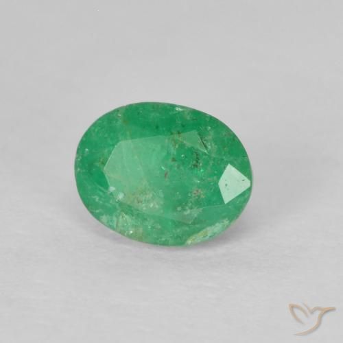 0.47ct 자연스러운 밝은 녹색 에메랄드, 타원형, SI