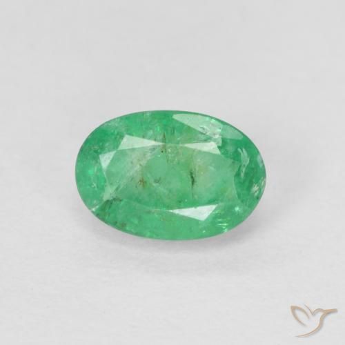 0.54ct 자연스러운 밝은 녹색 에메랄드, 타원형, SI