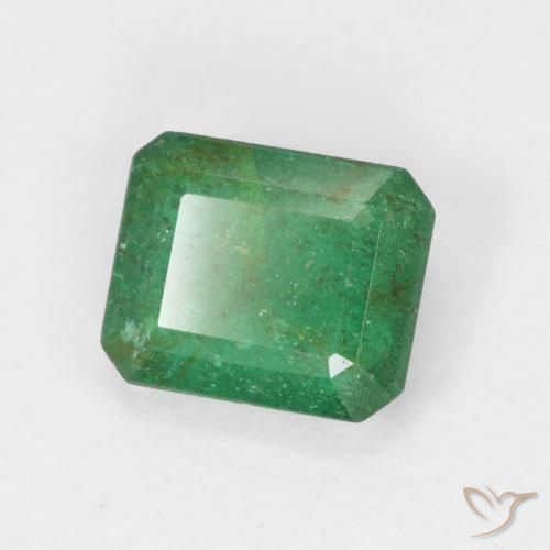 0.78캐럿 천연 미디엄 그린 에메랄드, 에메랄드 컷, 6.1×5.1 mm, SI