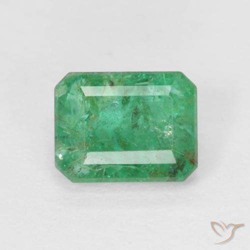 0.78ct 자연스러운 밝은 녹색 에메랄드, 에메랄드 컷, SI