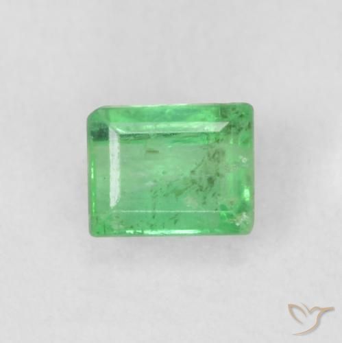 0.16ct 자연스러운 옅은 황록색 에메랄드, 바게트, VS