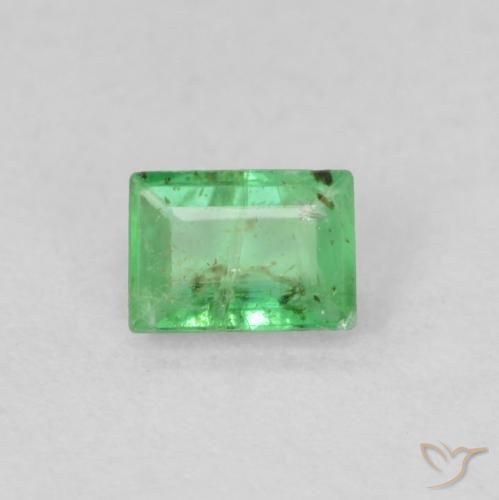 0.19캐럿 천연 라이트 샴록 그린 에메랄드, 바게트, 4.1×2.9 mm, VS