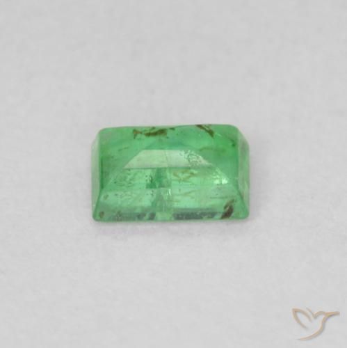 0.19캐럿 천연 라이트 샴록 그린 에메랄드, 바게트, 4.1×2.9 mm, VS