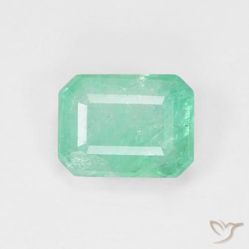 1.02ct 자연스러운 연한 초록색 에메랄드, 에메랄드 컷, SI