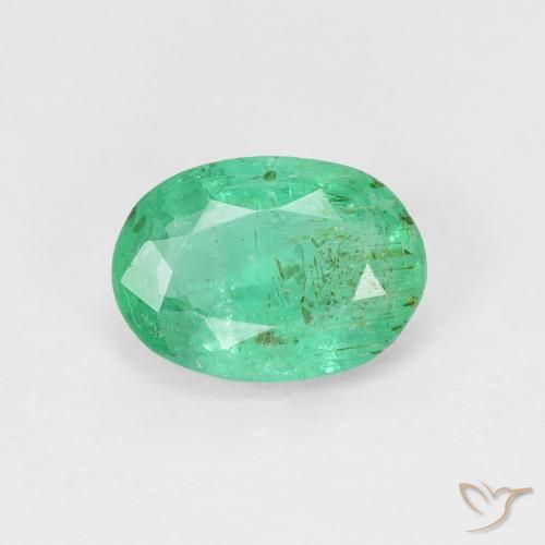 0.76ct 자연스러운 미디엄 그린 에메랄드, 타원형, VS-SI