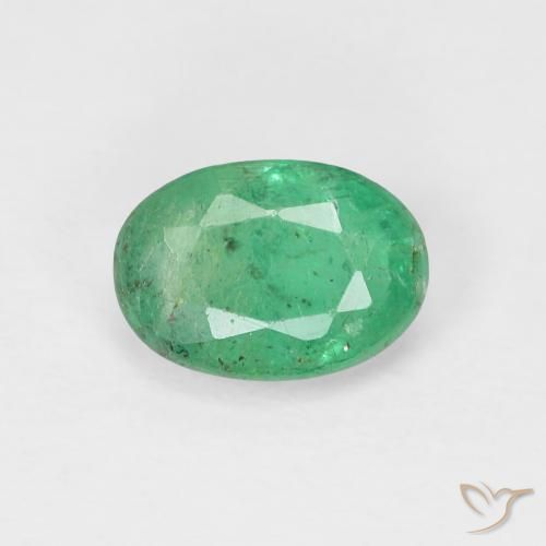 0.79ct 자연스러운 밝은 녹색 에메랄드, 타원형, VS-SI