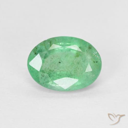 0.78ct 자연스러운 연한 초록색 에메랄드, 타원형, VS-SI