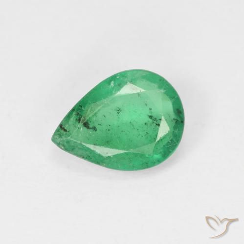 1.03ct 자연스러운 미디엄 그린 에메랄드, 배 모양, VS-SI