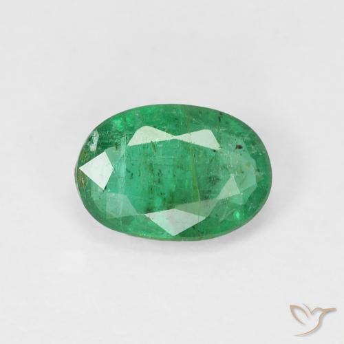 0.75ct 자연스러운 미디엄 라이트 그린 에메랄드, 타원형, SI