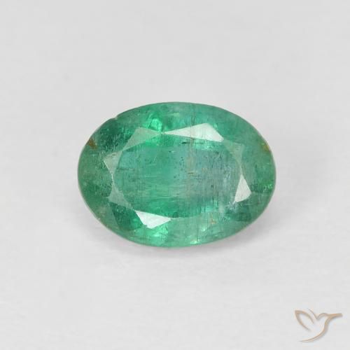 0.86ct 자연스러운 미디엄 라이트 그린 에메랄드, 타원형, SI