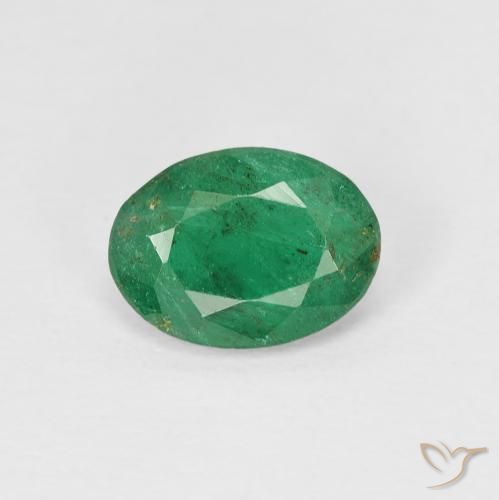 1.02ct 자연스러운 따뜻한 녹색 에메랄드, 타원형, VS-SI