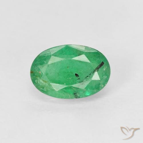 0.58ct 자연스러운 밝은 녹색 에메랄드, 타원형, VS-SI