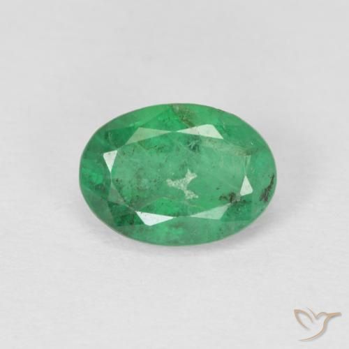 0.79ct 자연스러운 따뜻한 녹색 에메랄드, 타원형, SI