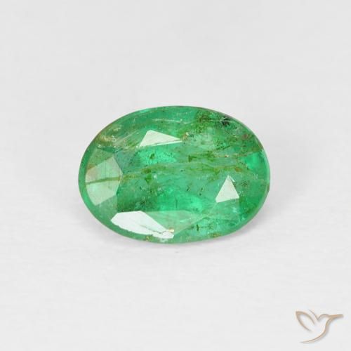 0.69ct 자연스러운 황록색 에메랄드, 타원형, SI