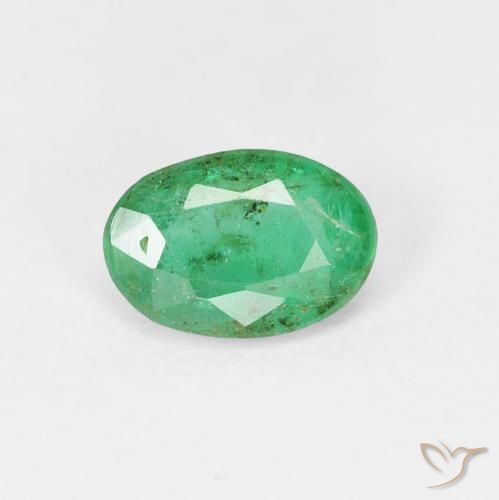 0.66ct 자연스러운 밝은 녹색 에메랄드, 타원형, SI