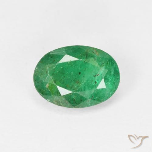 0.95ct 자연스러운 미디엄 그린 에메랄드, 타원형, SI
