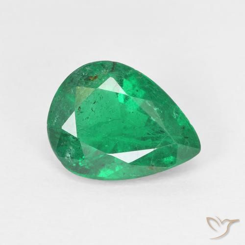 1.70ct 자연스러운 딥그린 에메랄드, 배 모양, VS
