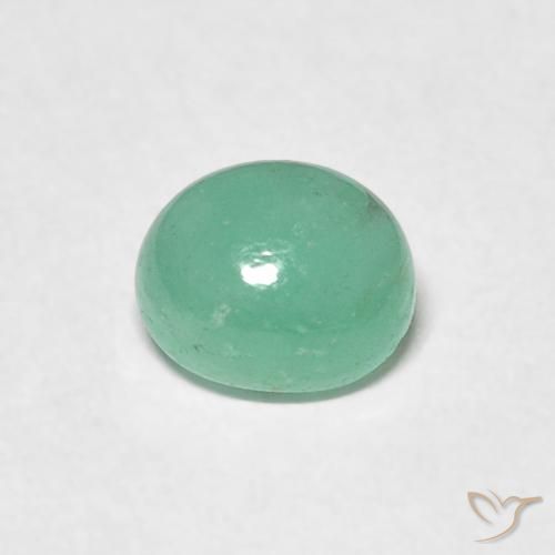 0.55ct 자연스러운 미디엄 그린 에메랄드, 타원형, 투명한