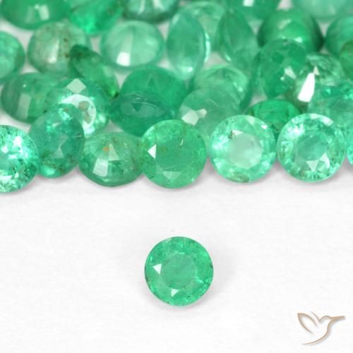 0.12ct 자연스러운 브릴리언트 그린 에메랄드, 둥근, SI