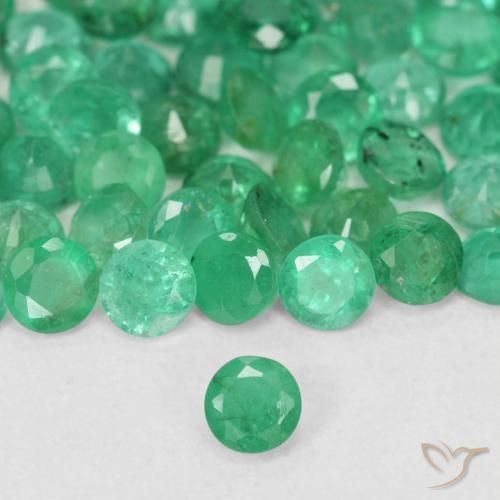 0.14ct 자연스러운 밝은 녹색 에메랄드, 둥근, SI