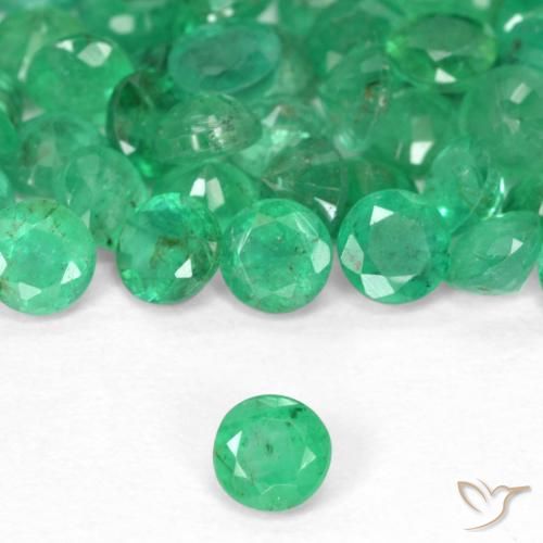 0.17ct 자연스러운 브릴리언트 그린 에메랄드, 둥근, SI