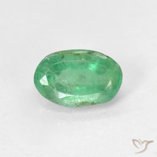 0.55ct 자연스러운 블루 그린 에메랄드, 타원형, SI
