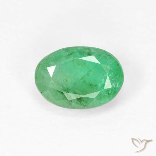 0.58ct 자연스러운 밝은 녹색 에메랄드, 타원형, SI