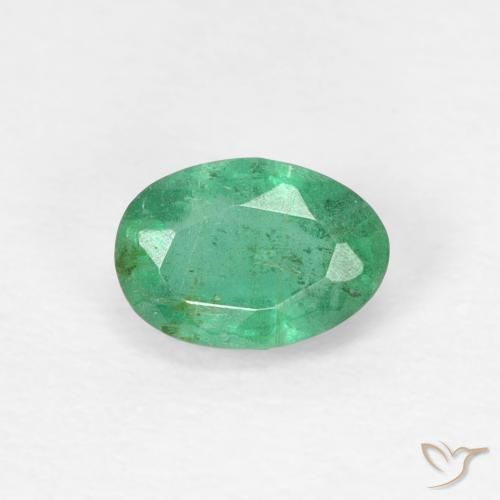 0.53ct 자연스러운 블루 그린 에메랄드, 타원형, SI