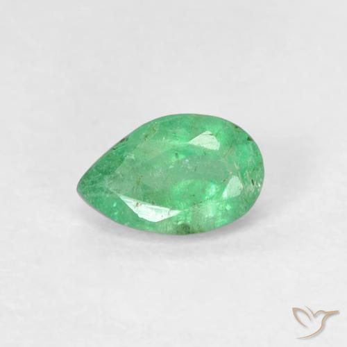 0.45ct 자연스러운 라이트 쿨 그린 에메랄드, 배 모양, SI