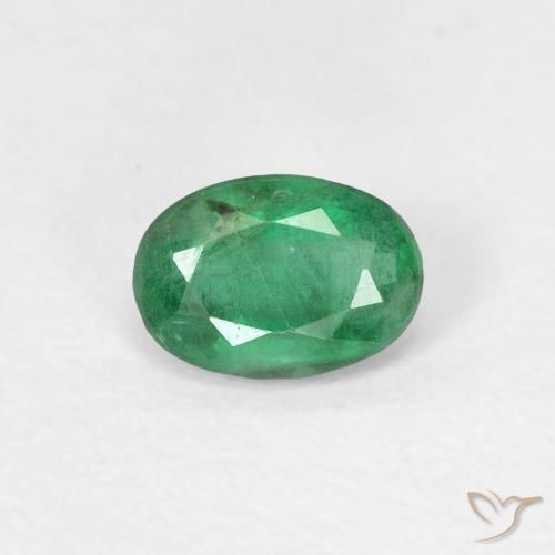 0.43ct 자연스러운 미디엄 라이트 그린 에메랄드, 타원형, SI