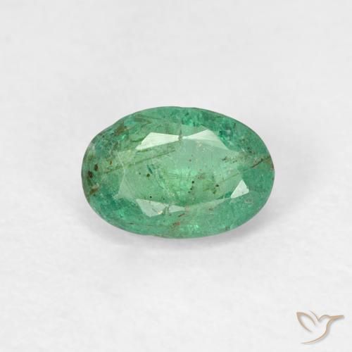 0.51ct 자연스러운 쿨 그린 에메랄드, 타원형, SI