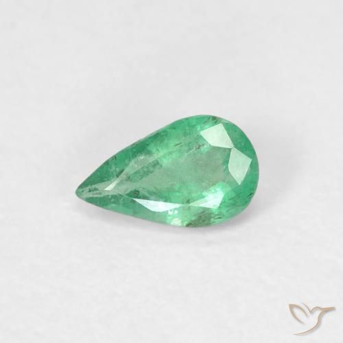 0.32ct 자연스러운 강렬한 녹색 에메랄드, 배 모양, SI