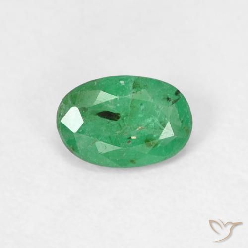 0.45ct 자연스러운 미디엄 라이트 그린 에메랄드, 타원형, SI