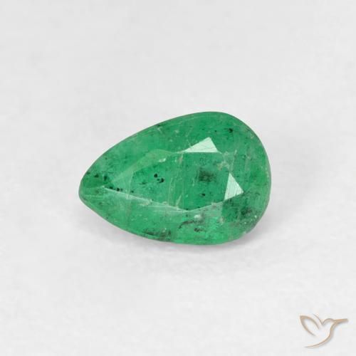 0.45ct 자연스러운 미디엄 라이트 그린 에메랄드, 배 모양, SI