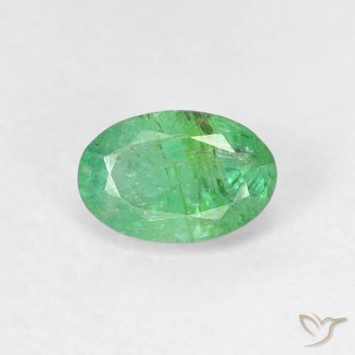 0.50ct 자연스러운 라이트 샴록 그린 에메랄드, 타원형, SI
