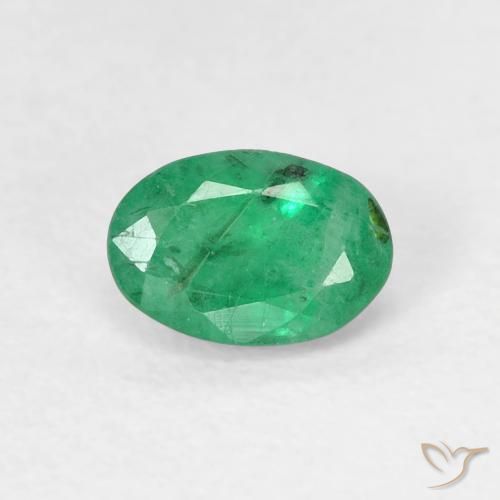0.49ct 자연스러운 연한 초록색 에메랄드, 타원형, SI