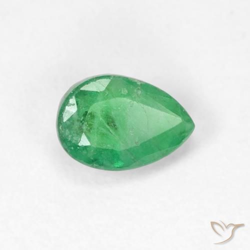 0.51캐럿 천연 토끼풀 그린 에메랄드, 배 모양, 6×4.1 mm, SI