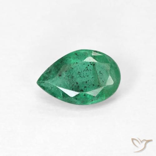 0.39ct 자연스러운 미디엄 라이트 그린 에메랄드, 배 모양, SI