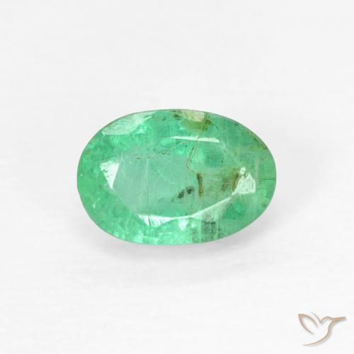 0.50ct 자연스러운 연한 초록색 에메랄드, 타원형, SI