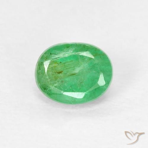0.42ct 자연스러운 미디엄 그린 에메랄드, 타원형, VS-SI
