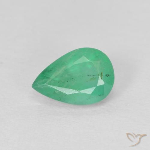 0.43ct 자연스러운 연한 초록색 에메랄드, 배 모양, VS-SI
