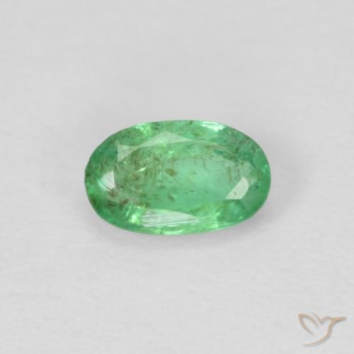 0.21ct 자연스러운 옅은 황록색 에메랄드, 타원형, VS-SI