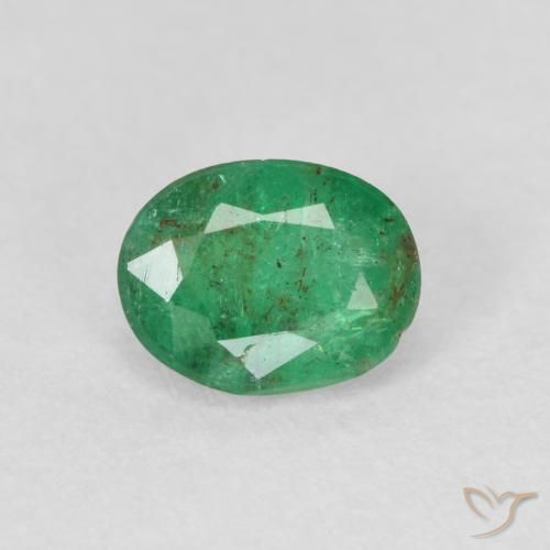 0.60ct 자연스러운 미디엄 라이트 그린 에메랄드, 타원형, SI