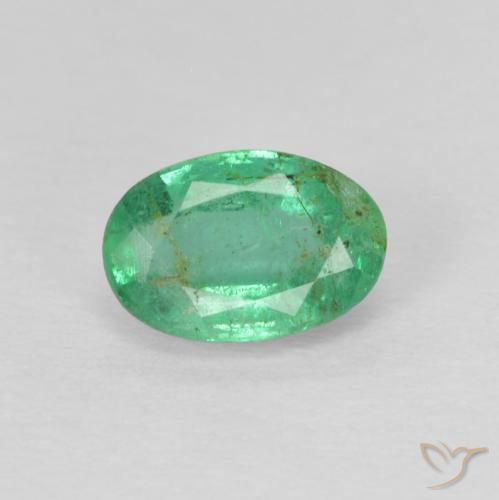 0.56ct 자연스러운 쿨 그린 에메랄드, 타원형, VS-SI