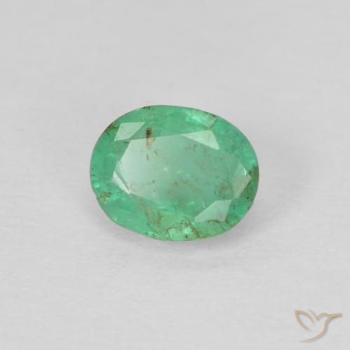 0.31캐럿 천연 밝은 그린 에메랄드, 타원형 컷, 4.8×3.8 mm, VS-SI