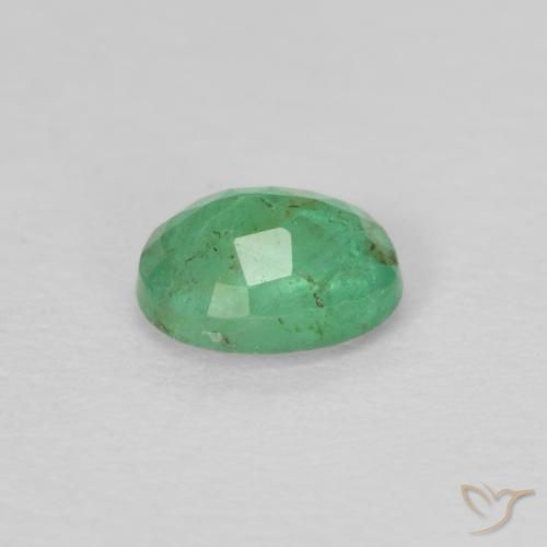 0.31캐럿 천연 밝은 그린 에메랄드, 타원형 컷, 4.8×3.8 mm, VS-SI