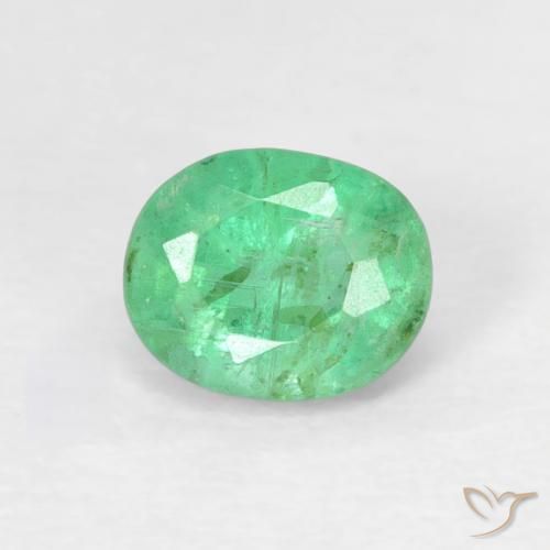 0.47ct 자연스러운 라이트 샴록 그린 에메랄드, 타원형, SI