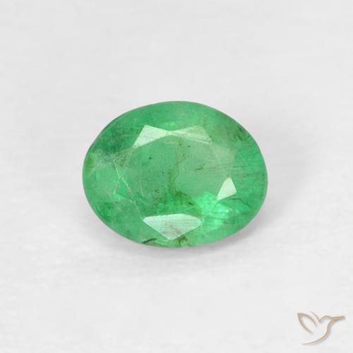 0.31ct 자연스러운 연한 초록색 에메랄드, 타원형, SI