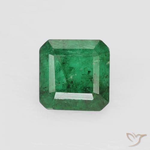 0.47캐럿 천연 미디엄 그린 에메랄드, 에메랄드 컷, 3.8×3.8 mm, SI-I1